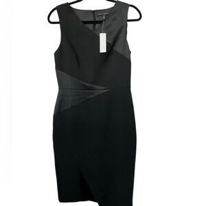 🆕 White House Satin-Blocked Black Sheath Dress